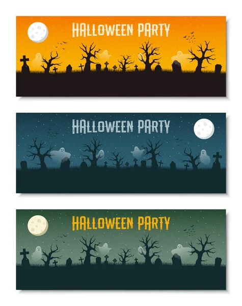 Feliz Halloween negocio banner plantilla conjunto, vector de ilustración — Vector de stock