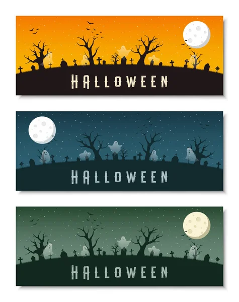 Glücklich halloween business banner template set, vektorillustration — Stockvektor