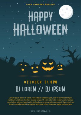 Mutlu halloween iş el ilanı tasarım şablonu, vektör illüstrasyon