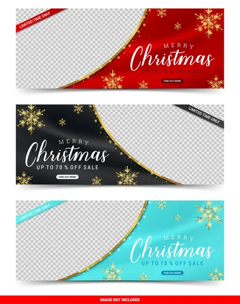 Ensemble de gabarits de conception de bannières Web de vente de Noël, illustration vectorielle — Image vectorielle