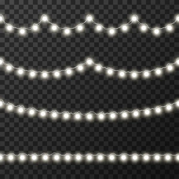 Luzes de Natal isoladas sobre fundo transparente, ilustração vetorial —  Vetores de Stock