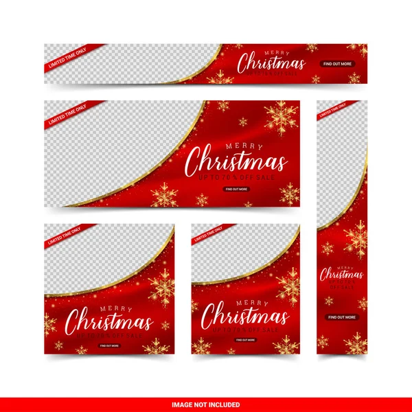 Navidad venta web banners diseño plantilla conjunto, vector de ilustración — Vector de stock