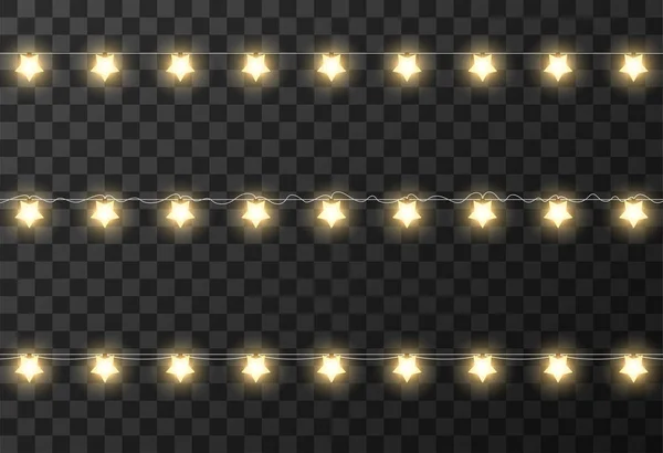 Christmas lights isolated on transparent background, vector illustration — Stock Vector