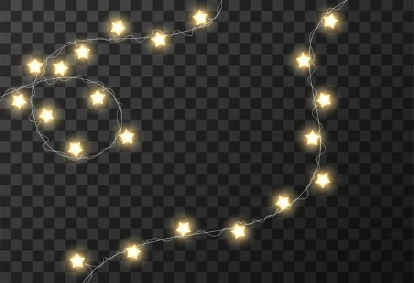 Vánoční světla izolovaná na průhledném pozadí, vektorové ilustrace — Stockový vektor