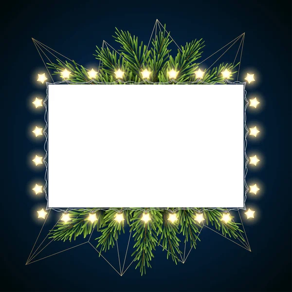 Christmas background with fir branches on dark background, vector illustration — Stock Vector