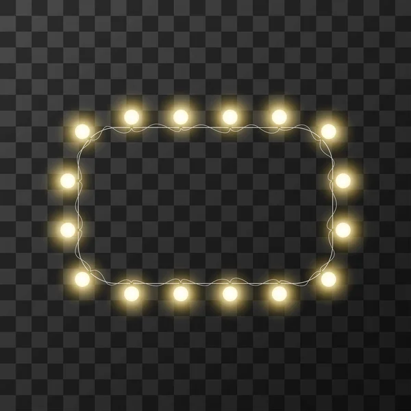 Christmas lights isolated on transparent background, vector illustration — Stock Vector