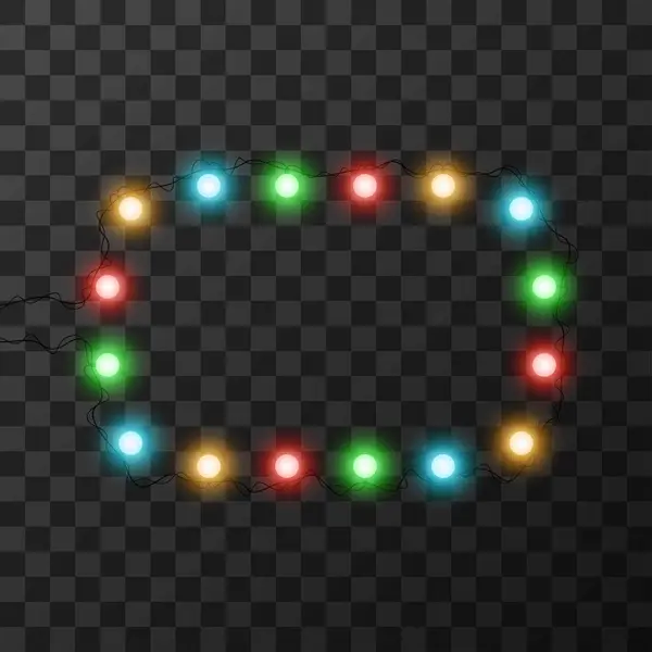 Christmas lights isolated on transparent background, vector illustration — Stock Vector