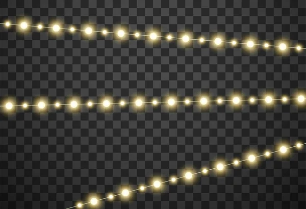 Christmas lights izolowane na przezroczystym tle, ilustracja wektor — Wektor stockowy