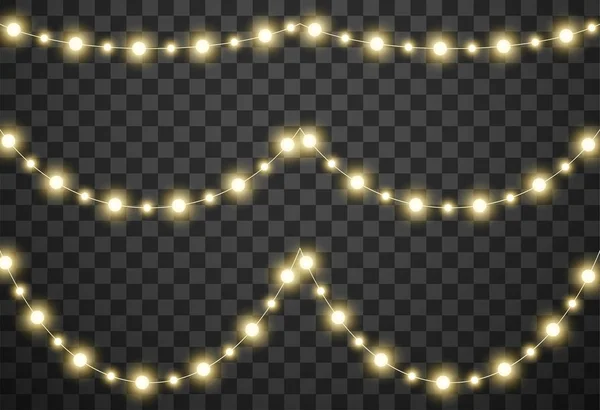Χριστουγεννιάτικα φώτα που απομονώνονται σε διαφανές φόντο, διανυσματική απεικόνιση — Διανυσματικό Αρχείο