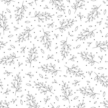 Elle çizilmiş çiçekli kusursuz desen, vektör illüstrasyonu