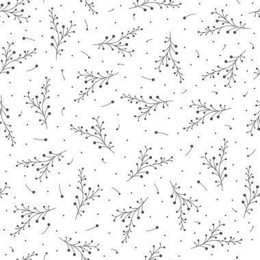 Elle çizilmiş çiçekli kusursuz desen, vektör illüstrasyonu