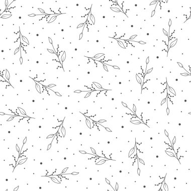 Elle çizilmiş çiçekli kusursuz desen, vektör illüstrasyonu