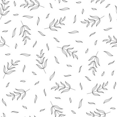 Elle çizilmiş çiçekli kusursuz desen, vektör illüstrasyonu