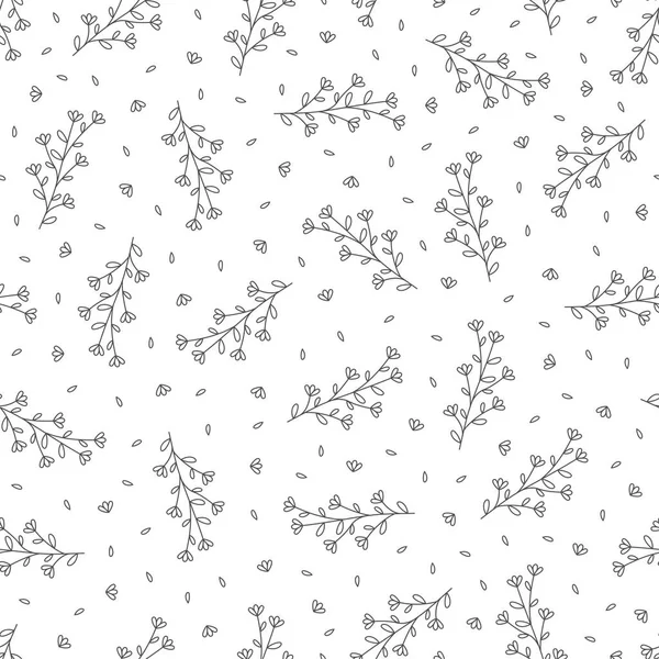 Nahtloses Muster Mit Handgezeichneten Blumen Vektorillustration — Stockvektor