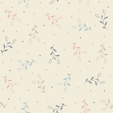 Elle çizilmiş çiçekli kusursuz desen, vektör illüstrasyonu