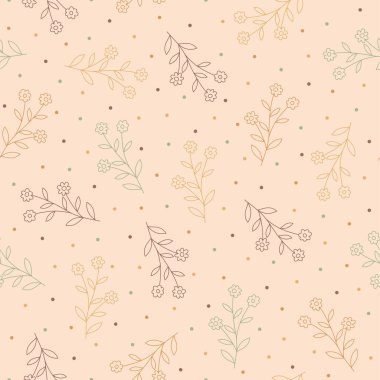 Elle çizilmiş çiçekli kusursuz desen, vektör illüstrasyonu