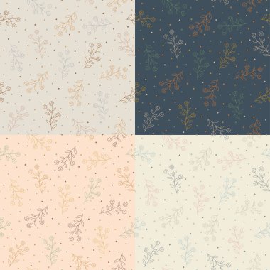 Elle çizilmiş çiçekli kusursuz desen, vektör illüstrasyonu