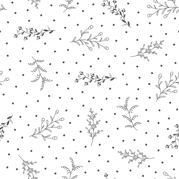 Nahtloses Muster Mit Handgezeichneten Blumen Vektorillustration — Stockvektor