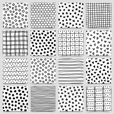 El çizimi mürekkepsiz desen, vektör illüstrasyonu