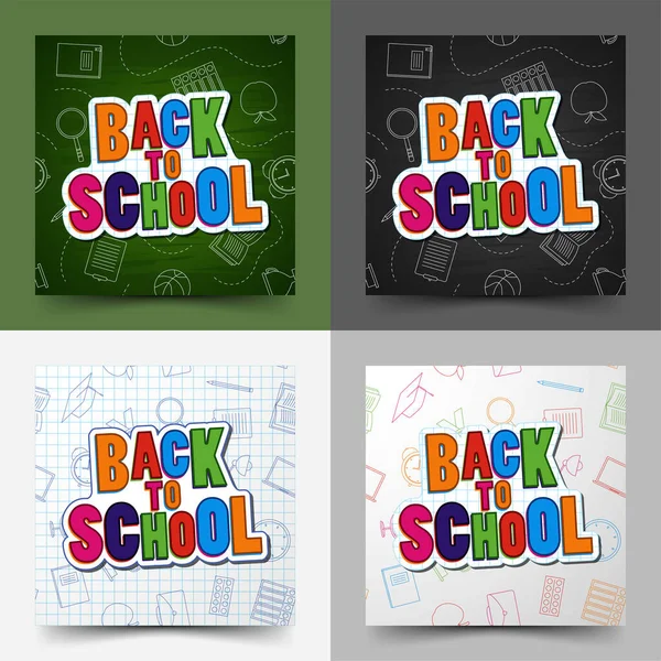 Set Van Terug Naar School Doodles Vector Illustratie — Stockvector