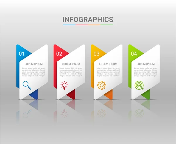 Visualisation Données Entreprise Modèle Infographique Avec Étapes Sur Fond Gris — Image vectorielle
