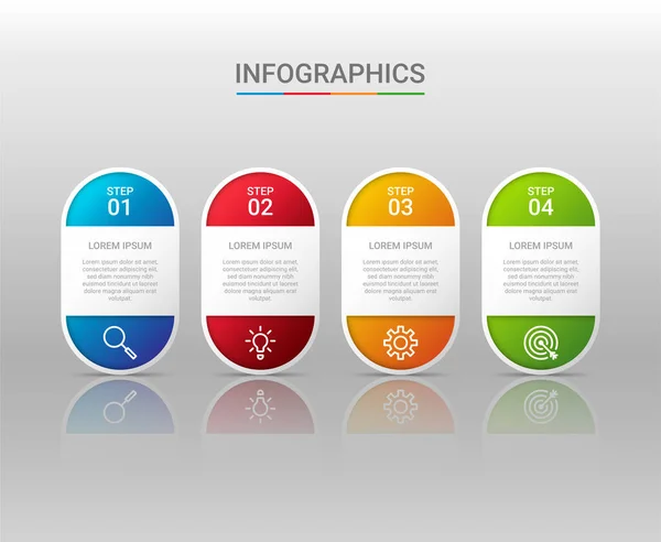 Visualisasi Data Bisnis Templat Infografis Dengan Langkah Pada Latar Belakang - Stok Vektor
