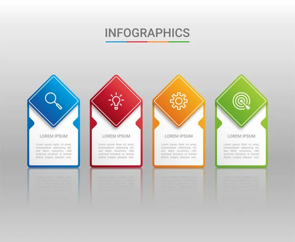 Wizualizacja Danych Biznesowych Szablon Infograficzny Krokami Szarym Tle Ilustracja Wektorowa — Wektor stockowy