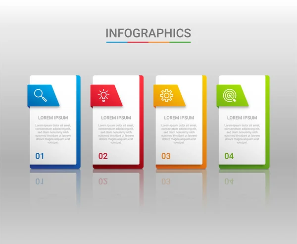 Visualisierung Von Geschäftsdaten Infografik Vorlage Mit Schritten Auf Grauem Hintergrund — Stockvektor