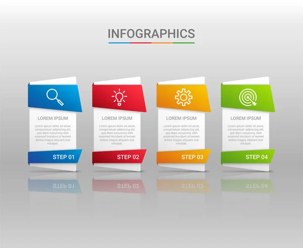 Vizualizace Obchodních Dat Infografická Šablona Kroky Šedém Pozadí Vektorová Ilustrace — Stockový vektor