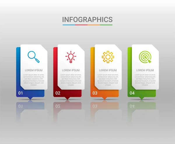 Visualisierung Von Geschäftsdaten Infografik Vorlage Mit Schritten Auf Grauem Hintergrund — Stockvektor