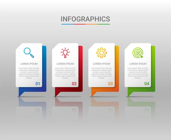 Visualizzazione Dei Dati Aziendali Modello Infografico Con Passaggi Sfondo Grigio — Vettoriale Stock