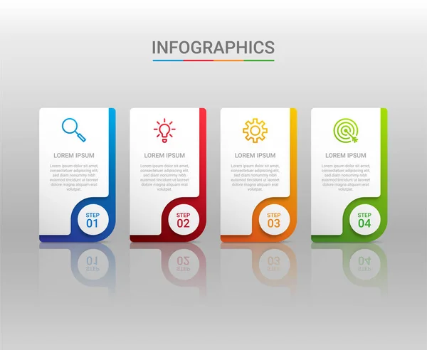 Visualização Dados Negócios Modelo Infográfico Com Passos Sobre Fundo Cinza — Vetor de Stock