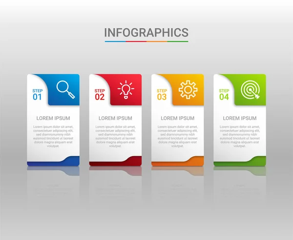 Visualisierung Von Geschäftsdaten Infografik Vorlage Mit Schritten Auf Grauem Hintergrund — Stockvektor