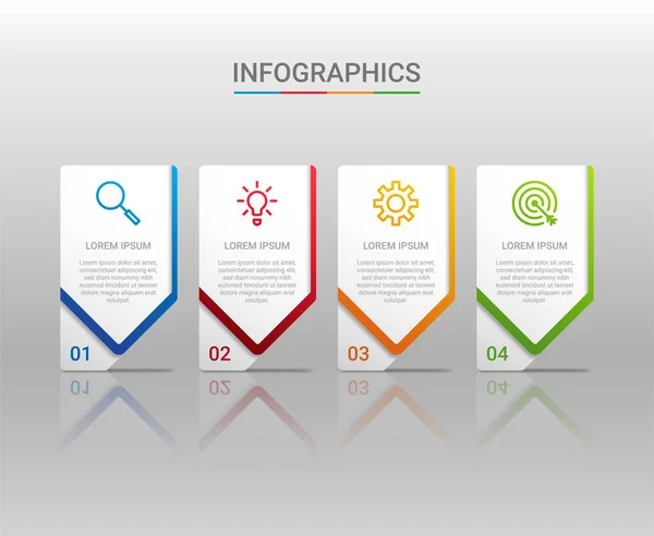 Visualisierung Von Geschäftsdaten Infografik Vorlage Mit Schritten Auf Grauem Hintergrund — Stockvektor