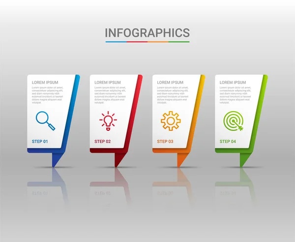 Visualisasi Data Bisnis Templat Infografis Dengan Langkah Pada Latar Belakang - Stok Vektor