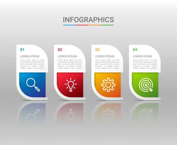 Visualisierung Von Geschäftsdaten Infografik Vorlage Mit Schritten Auf Grauem Hintergrund — Stockvektor