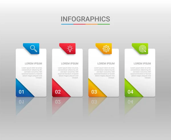 Visualizzazione Dei Dati Aziendali Modello Infografico Con Passaggi Sfondo Grigio — Vettoriale Stock