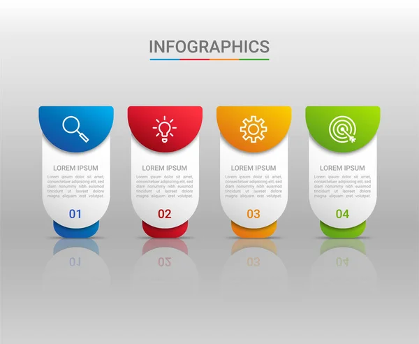 Visualisation Données Entreprise Modèle Infographique Avec Étapes Sur Fond Gris — Image vectorielle