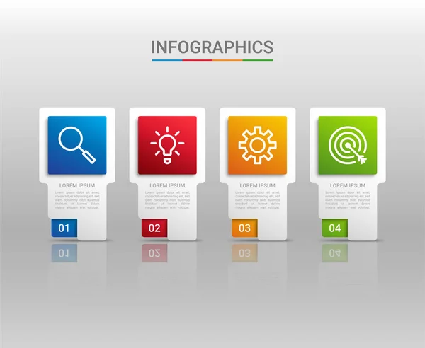 Visualisierung Von Geschäftsdaten Infografik Vorlage Mit Schritten Auf Grauem Hintergrund — Stockvektor