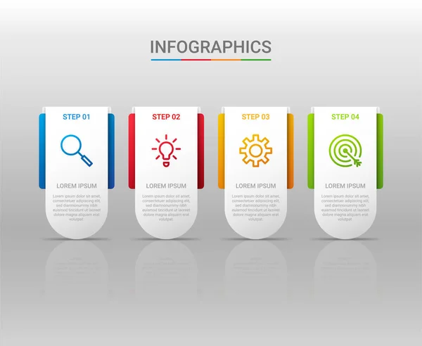 Visualisierung Von Geschäftsdaten Infografik Vorlage Mit Schritten Auf Grauem Hintergrund — Stockvektor