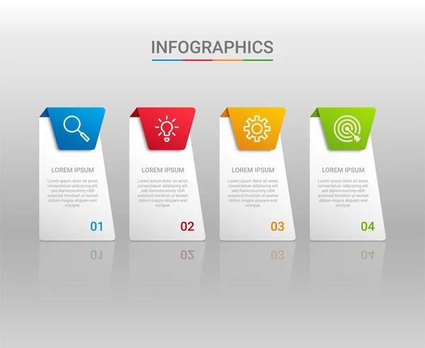 Visualisierung Von Geschäftsdaten Infografik Vorlage Mit Schritten Auf Grauem Hintergrund — Stockvektor