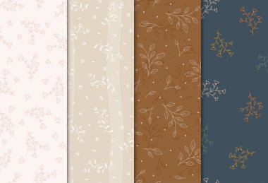 Elle çizilmiş çiçekli kusursuz desen, vektör illüstrasyonu