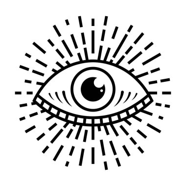 Beyaz arkaplanda göz sembolü görmek, vektör illüstrasyonu