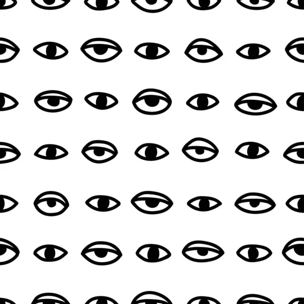 Seamless Pattern Hand Drawn Eye Vector Illustration — Stock Vector