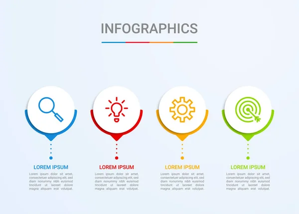 Visualización Datos Empresariales Plantilla Infográfica Con Pasos Sobre Fondo Azul — Vector de stock