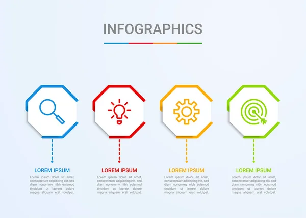 Visualisierung Von Geschäftsdaten Infografik Vorlage Mit Schritten Auf Blauem Hintergrund — Stockvektor