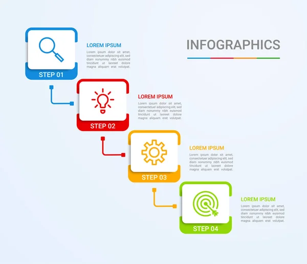 Visualisierung Von Geschäftsdaten Infografik Vorlage Mit Schritten Auf Blauem Hintergrund — Stockvektor