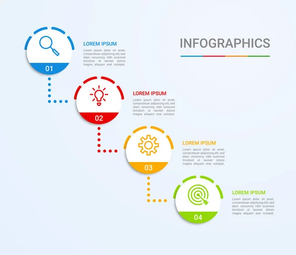 Visualisierung Von Geschäftsdaten Infografik Vorlage Mit Schritten Auf Blauem Hintergrund — Stockvektor