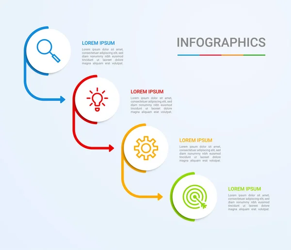 Visualisierung Von Geschäftsdaten Infografik Vorlage Mit Schritten Auf Blauem Hintergrund — Stockvektor