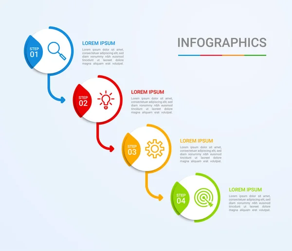 Visualisierung Von Geschäftsdaten Infografik Vorlage Mit Schritten Auf Blauem Hintergrund — Stockvektor